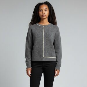 Zara Gray Sweater with Cream Accent